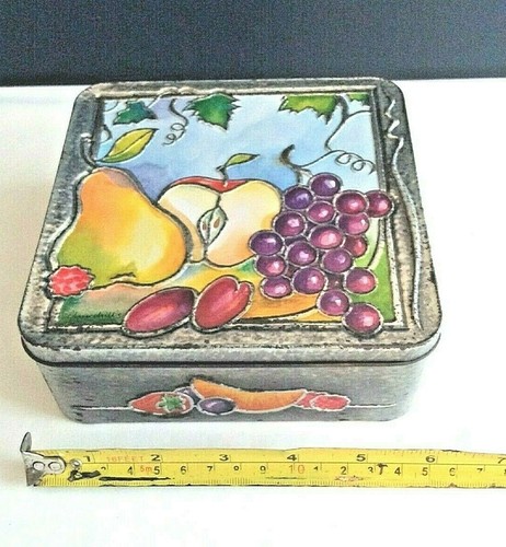 Vintage square tin - vintage, embossed
