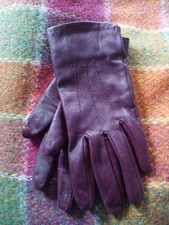 M&S Burgundy Leather Gloves Women Soft Size Large Women's Winter Gloves
