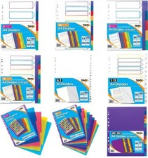 A4 File Dividers Plastic Coloured Tabs Subject Filing Numbers | A-Z | Extra Wide
