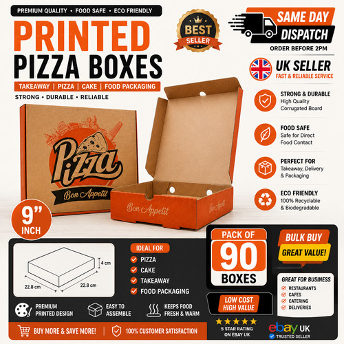 90x printed pizza boxes - 90x,