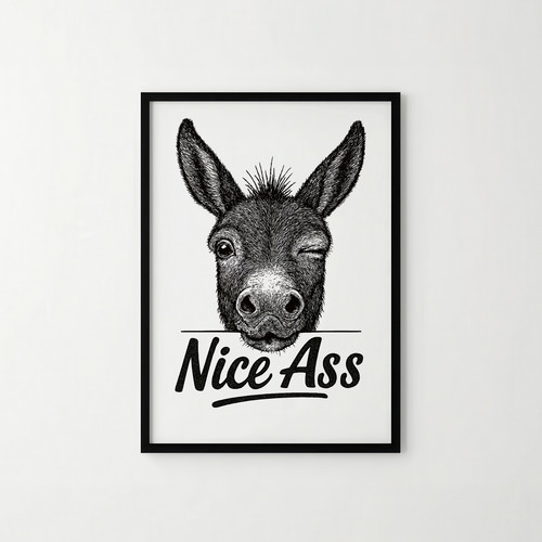 Funny donkey wall art print - funny,