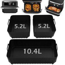 1/3X Air Fryer Silicone Pot Liners for Ninja AF500 Dual Basket Accessories,10.4L