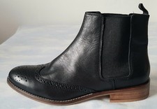 *Lovely* DUNE/ EU41/ UK7.5-8/ Black Leather Brogue Chelsea Ankle Boots/ VGC 