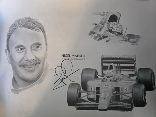 Nigel mansell signed - nigel, print