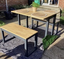 FUTON COMPANY Versatile Folding Breakfast Kitchen Dining Table with 2 Benches