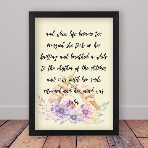 Knitting quote framed - knitting, art