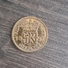 Gold Plated Sixpence Coin 1947