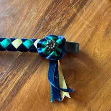 GREEN BLUE AND GOLD - VELVET SHOW BROWBAND -36 cm 
