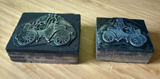 Letterpress Printing Plate Vintage Car x 2 metal plates, mounted