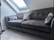 Furniture Village 'Mariah' 4 Seater Split Sofa + Chair + Stool Chocolate Velvet