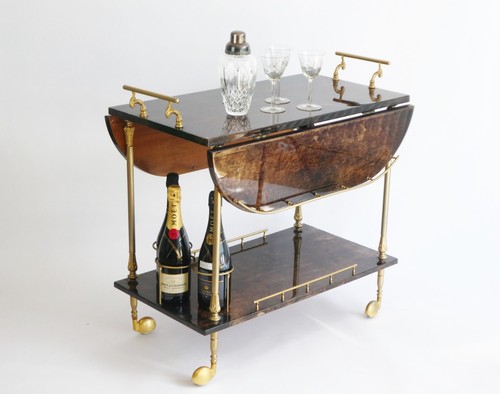 Lacquered goatskin bar cart - goatskin,