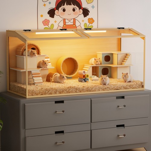 Large wooden hamster cage with - large,