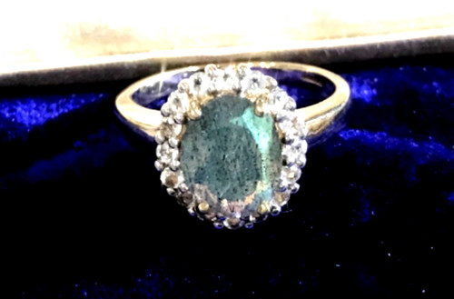 9ct gold labradorite - 9ct, white