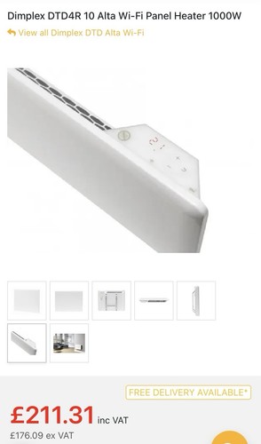 Dimplex alta 1kw panel - wi-fi,