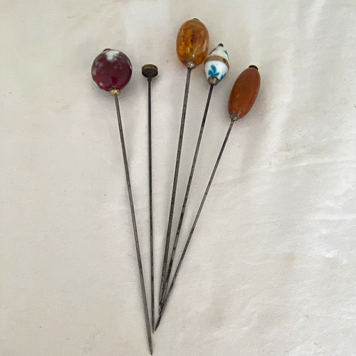 Vintage glass mix bead - glass/mix, hatpins