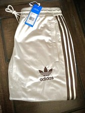 Adidas Men’sChile 20 Originals Shiny Track Pants Beige / Brown Strips🔥M 32/34”