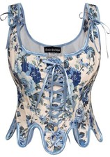 SCARLET DARKNESS Women Renaissance Corset Square Neck Corset Top Lace-up Floral 