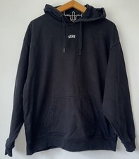 Vans Hoodie Mens Size Medium Black Spell Out Logo Long Sleeve Pockets