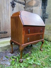 Antique Art Deco Vintage Burr Walnut Bureau Writing Desk Mid Century 1930s