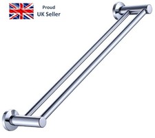 Double Towel Rails 600mm/ 24 inch Chrome Screw Wall Mounted Dual Rod Towel Shelf