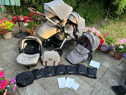 Silver cross wave double pram - silver,