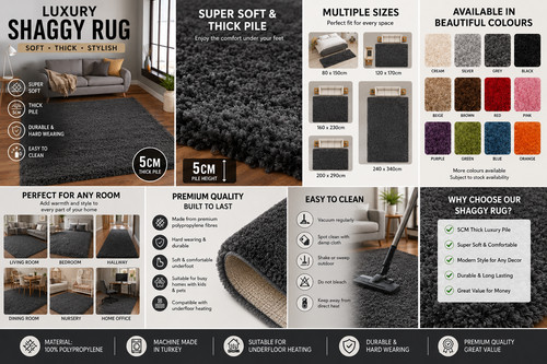 Shaggy rug soft thick pile - soft,