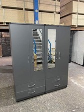 Grey Double Wardrobe with