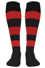 Rugby Sock - Red and Black Hooped - Multisport - Medium