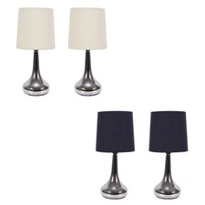 Pair of Chrome Teardrop Touch Table Lamps Bedside Lights Reading Lamp Bedroom