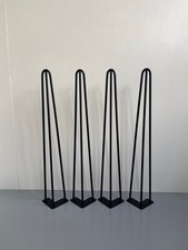 Set of 4 matt black steel hairpin legs dining table desk size 3 pronged