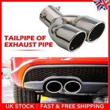 1x Universal Twin Dual Exhaust Pipe Trim Tip Tail Muffler Stainless Steel Chrome