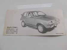 Vintage EVR-1 Electric Car Research Car Pamphlet 1970's