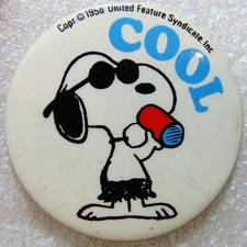 Vintage (1970-80's) Large Size Snoopy "Cool" Pin Badge