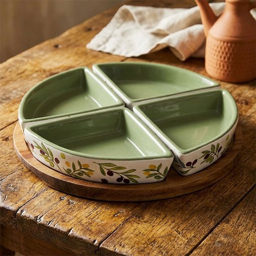 Olive grove snack dish set - olive,