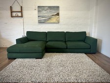 Calix DFS Left Hand Facing Large Chaise End Sofa, Green Boucle