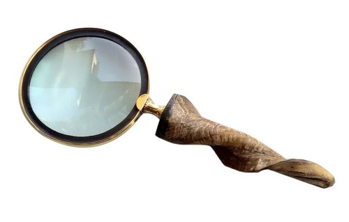 Antique magnifying glass brass - glass,