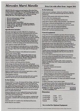 Mercedes-Benz Sprinter Murvi Morello Specifications 2011-12 UK Leaflet Brochure