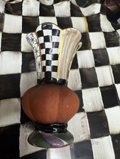 MacKenzie Childs Sampler Ceramic Lamp Finial  Multi-Color Hand Painted Terracott