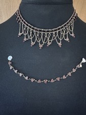 Stunning Necklace & Bracelet Set By MONET Gold Tone With Red Stones