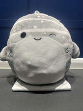 Squishmallows Sachie Grey Whale Shark Soft Toy 14" ? Preloved 