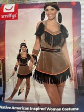 Ladies Wild West Native American Red Indian Pocahontas Fancy Dress Costume 8-10