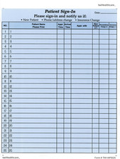 Patient Sign-In Sheets, 8-1/2"