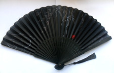 Lovely Black  patterned  Silk Folding Hand Fan Bamboo Chinese / Japanese Dance