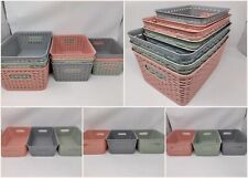 Rattan Polyrattan Handy Storage Baskets Small Medium Large Pink Grey Green
