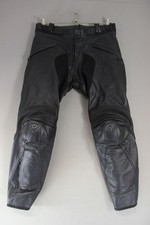 DAINESE BLACK LEATHER BIKER TROUSERS WITH KNEE/SHIN CE ARMOUR: WAIST 34"/LEG 29"