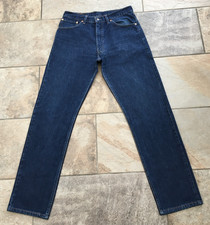 Vintage Mens Levi's 521 02 Straight Fit Blue Denim Jeans - Zip Fly - W32/34 L34