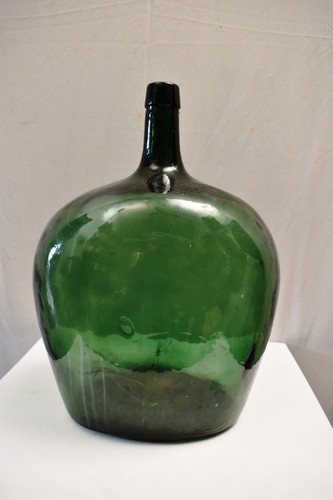 Vintage green glass demijohn - green,