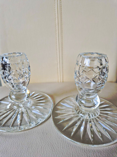 Pair clear cut glass - clear,