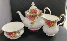 ROYAL ALBERT OLD COUNTRY ROSES TEAPOT MILK JUG & SUGAR BOWL COLLECTABLE