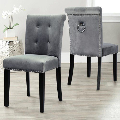 Velvet grey dining chairs - dining,